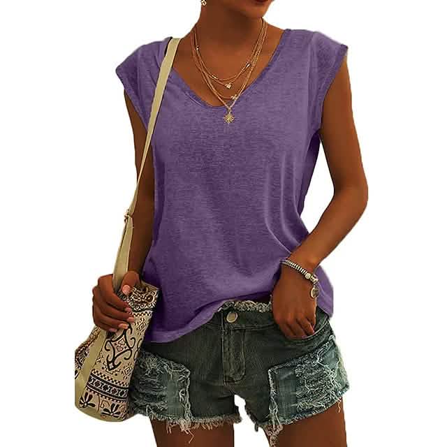 Women's Cap Sleeve T-Shirt Casual Loose Fit Tank Top DailySale