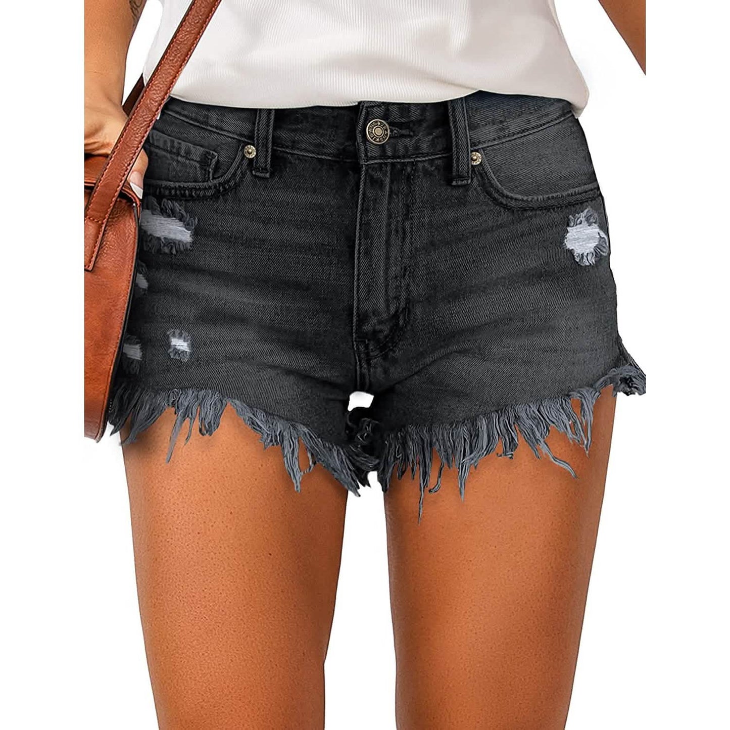 Women's Casual Denim Shorts Frayed Raw Hem Ripped Jeans Shorts DailySale