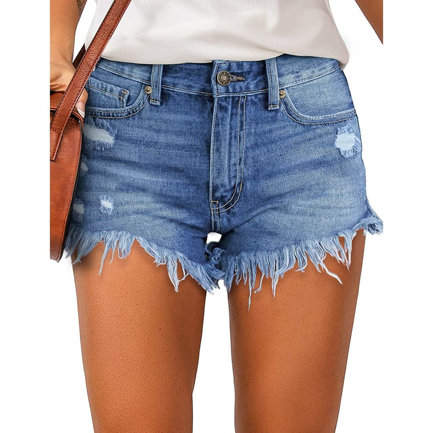 Women's Casual Denim Shorts Frayed Raw Hem Ripped Jeans Shorts DailySale