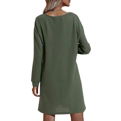 Women's Casual Dresses V-Neck Buttoned Hip Knitted Dresses DailySale