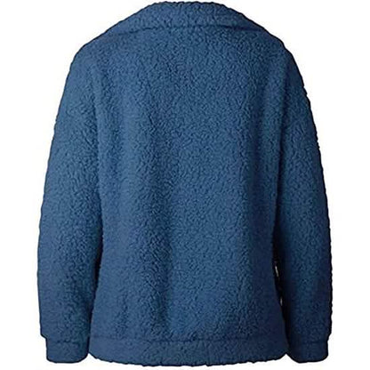Women's Casual Lapel Fleece Fuzzy Faux Shearling Zipper Coat DailySale