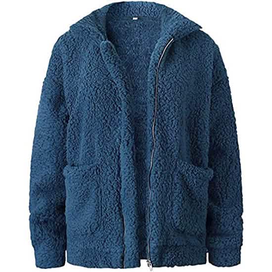 Women's Casual Lapel Fleece Fuzzy Faux Shearling Zipper Coat DailySale