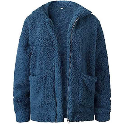 Women's Casual Lapel Fleece Fuzzy Faux Shearling Zipper Coat DailySale