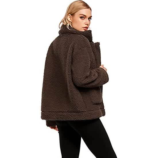 Women's Casual Lapel Fleece Fuzzy Faux Shearling Zipper Coat DailySale