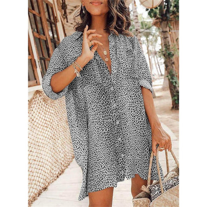 Women's Casual Leopard Print Shirt Dress DailySale