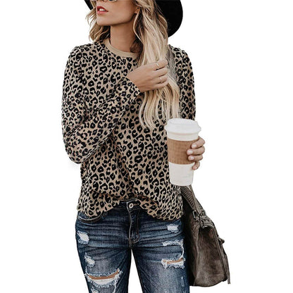 Women's Casual Leopard Print Tops Long Sleeve T Shirt Cute Blouse Graphic Tees DailySale
