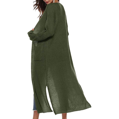 Womens Casual Long Sleeve Split Open Cardigan Knit Long Cardigan Sweaters with Pockets DailySale