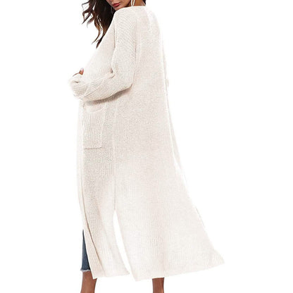 Womens Casual Long Sleeve Split Open Cardigan Knit Long Cardigan Sweaters with Pockets DailySale