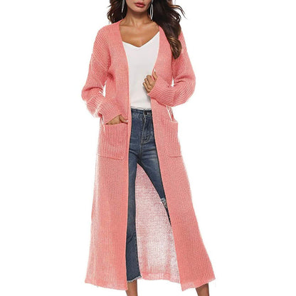 Womens Casual Long Sleeve Split Open Cardigan Knit Long Cardigan Sweaters with Pockets DailySale