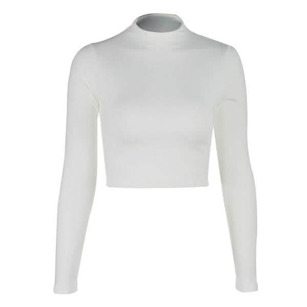Women's Casual Round Neck Bottoming Long Sleeve Crop Top DailySale