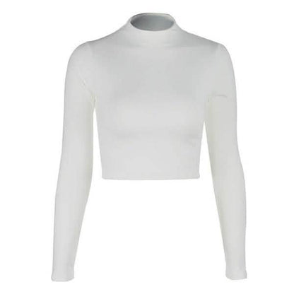Women's Casual Round Neck Bottoming Long Sleeve Crop Top DailySale