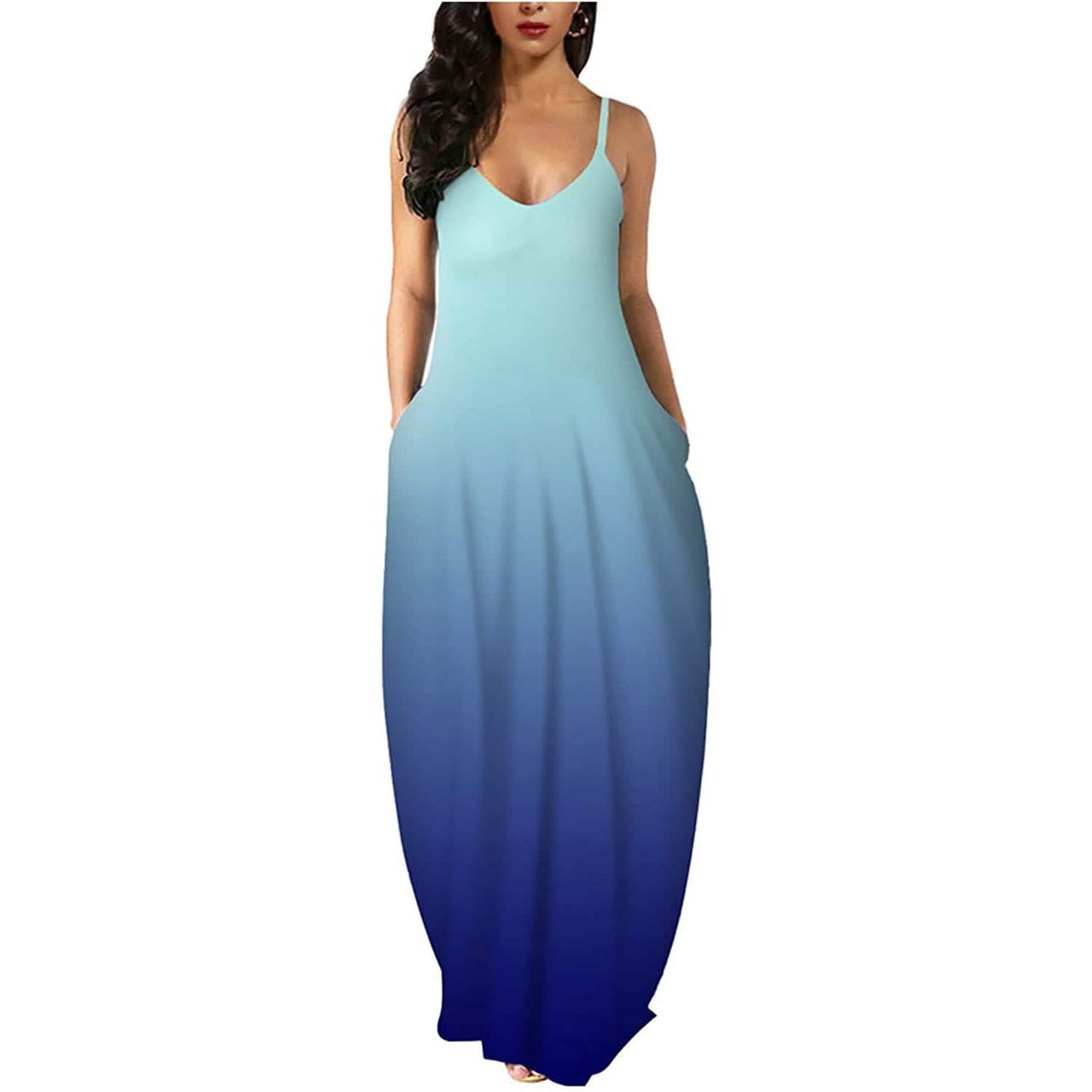 Womens Casual Sleeveless Plus Size Loose Plain Long Maxi Dress with Pockets DailySale