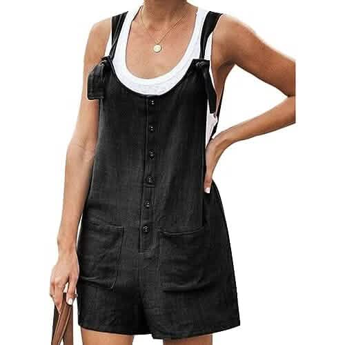 Women's Casual Summer Cotton Linen Rompers Overalls Jumpsuit Shorts DailySale