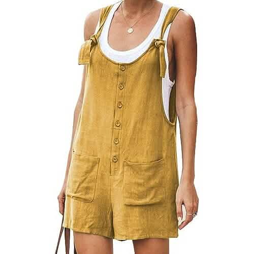 Women's Casual Summer Cotton Linen Rompers Overalls Jumpsuit Shorts DailySale