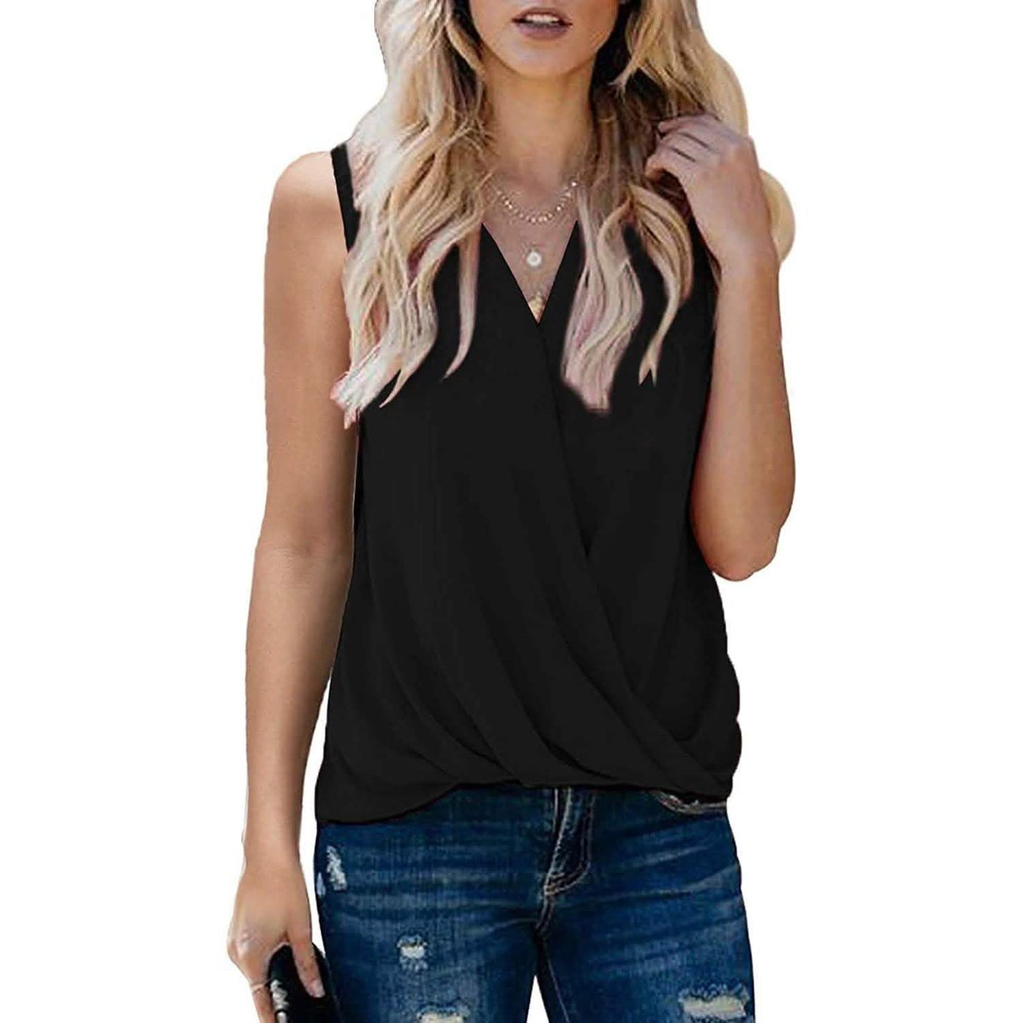 Womens Casual Summer Tie Sleeve Wrap V Neck Chiffon Blouses Tops Shirts DailySale
