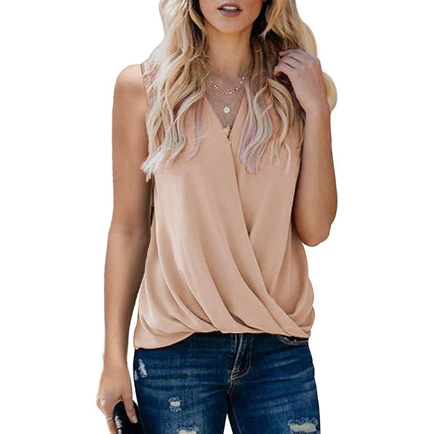 Womens Casual Summer Tie Sleeve Wrap V Neck Chiffon Blouses Tops Shirts DailySale