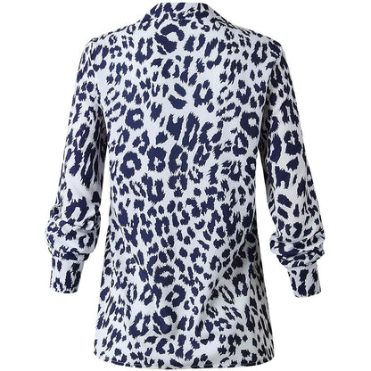 Womens Casual Tops V Neck Leopard Tunic Long Sleeve Button Down Shirts Top DailySale