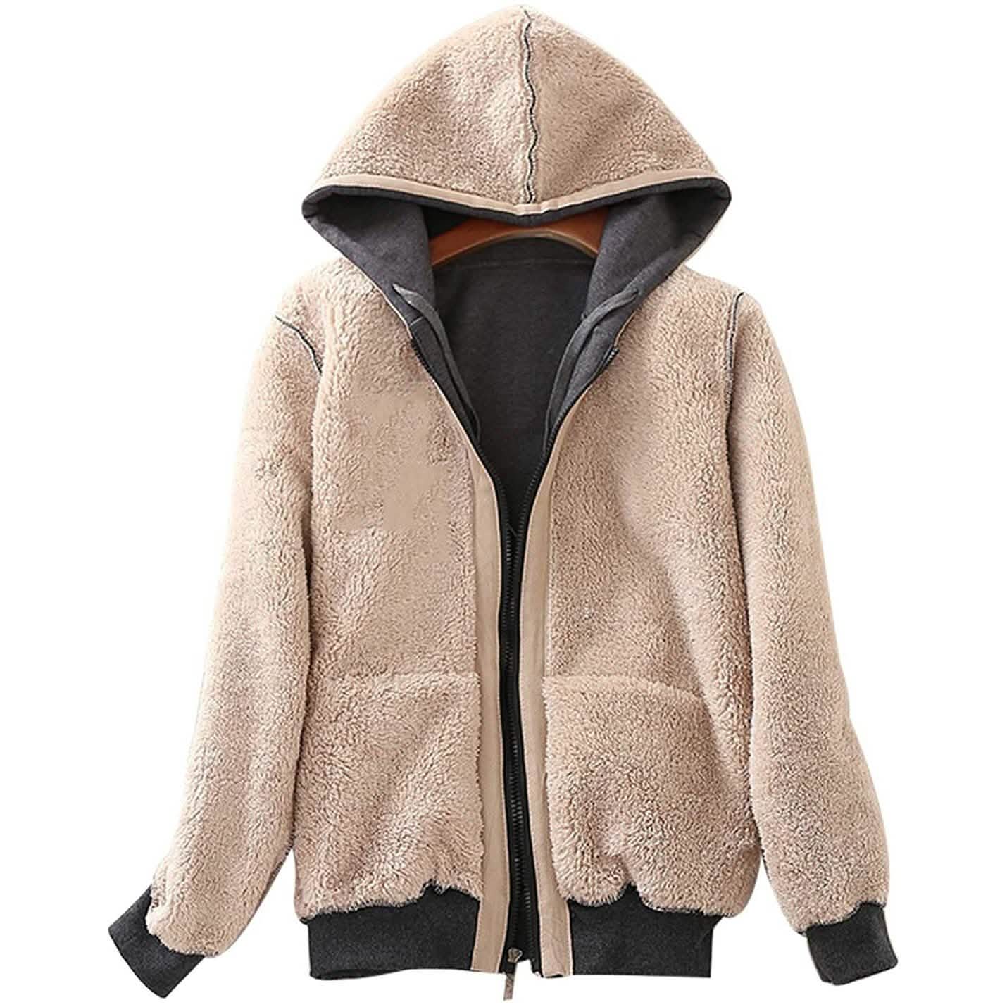 Women's Casual Winter Warm Sherpa Lined Zip Up Hooded Sweatshirt Jacket DailySale