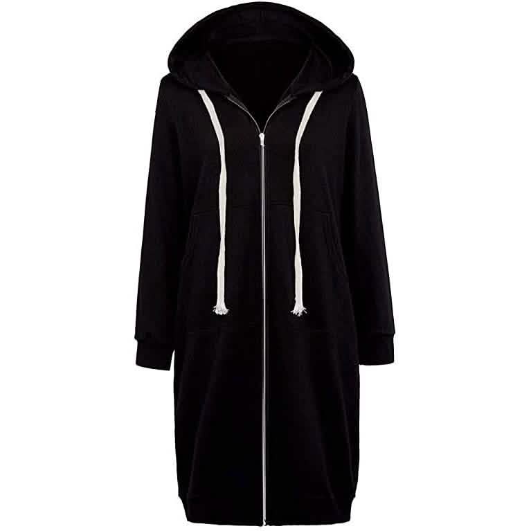 Women's Casual Zip up Hoodies Long Tunic Sweatshirts Jackets Fashion Plus Size Hoodie with Pockets DailySale