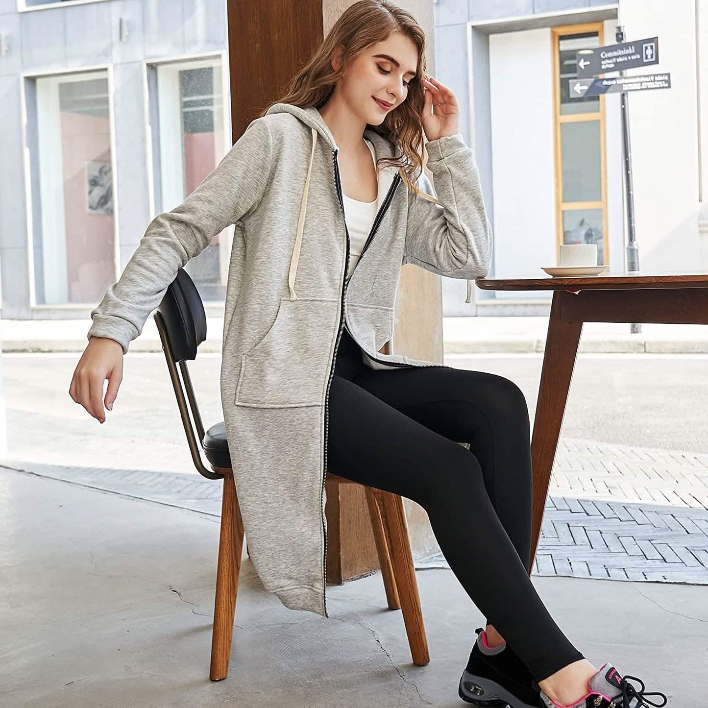 Women's Casual Zip up Hoodies Long Tunic Sweatshirts Jackets Fashion Plus Size Hoodie with Pockets DailySale