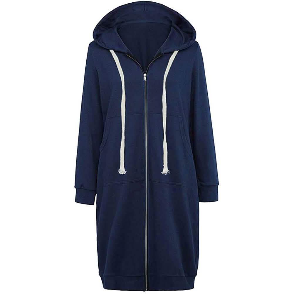 Women's Casual Zip up Hoodies Long Tunic Sweatshirts Jackets Fashion Plus Size Hoodie with Pockets DailySale