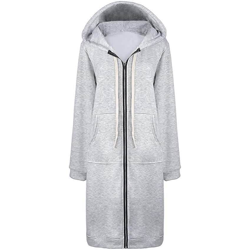 Women's Casual Zip up Hoodies Long Tunic Sweatshirts Jackets Fashion Plus Size Hoodie with Pockets DailySale