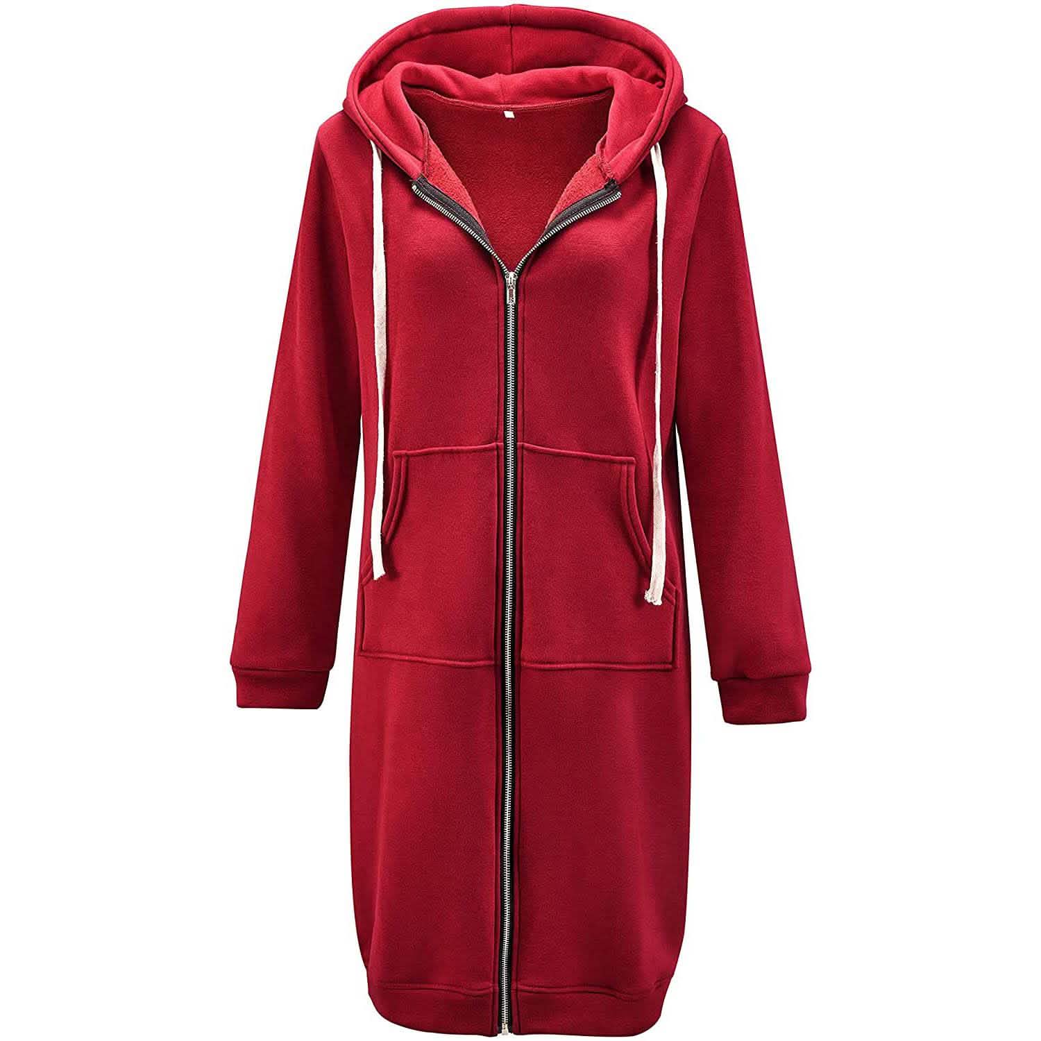 Women's Casual Zip up Hoodies Long Tunic Sweatshirts Jackets Fashion Plus Size Hoodie with Pockets DailySale
