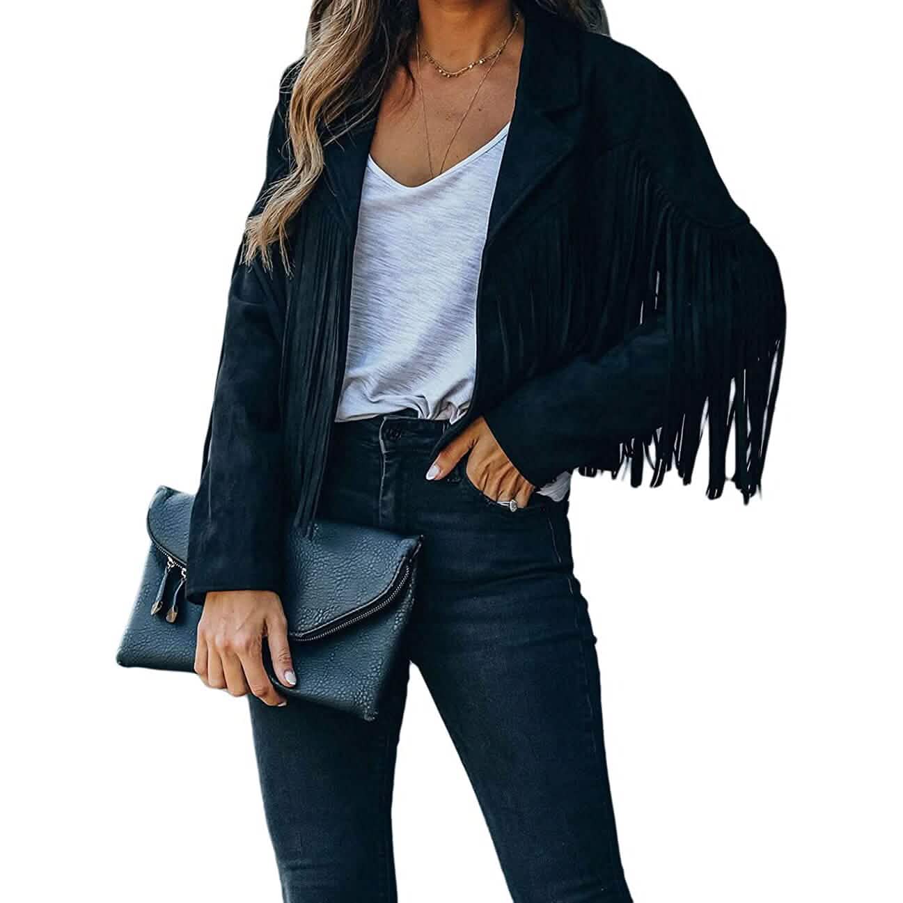 Women's Chic Cropped Tassel Jacket DailySale