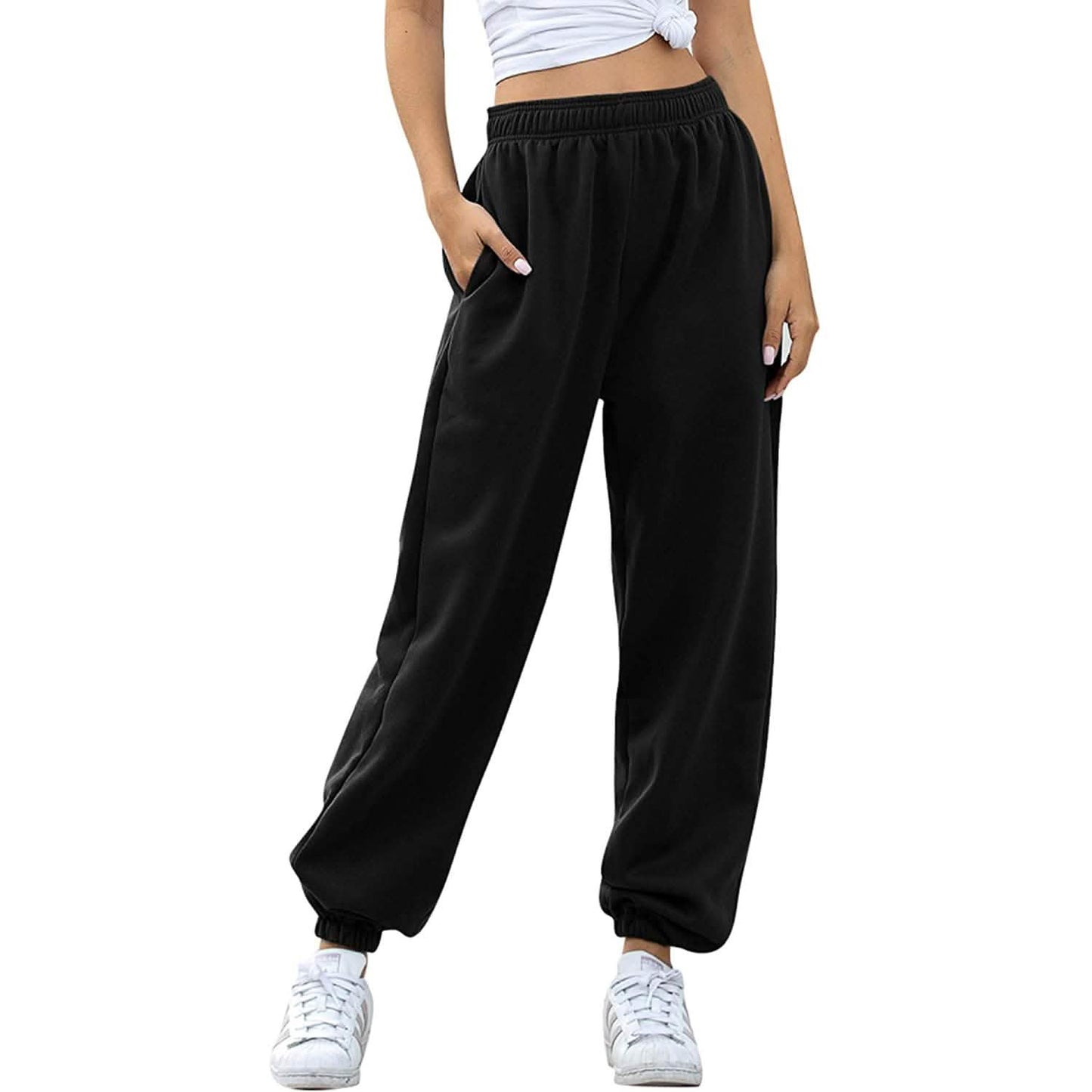Women's Cinch Bottom Sweatpants Pockets High Waist Sporty DailySale