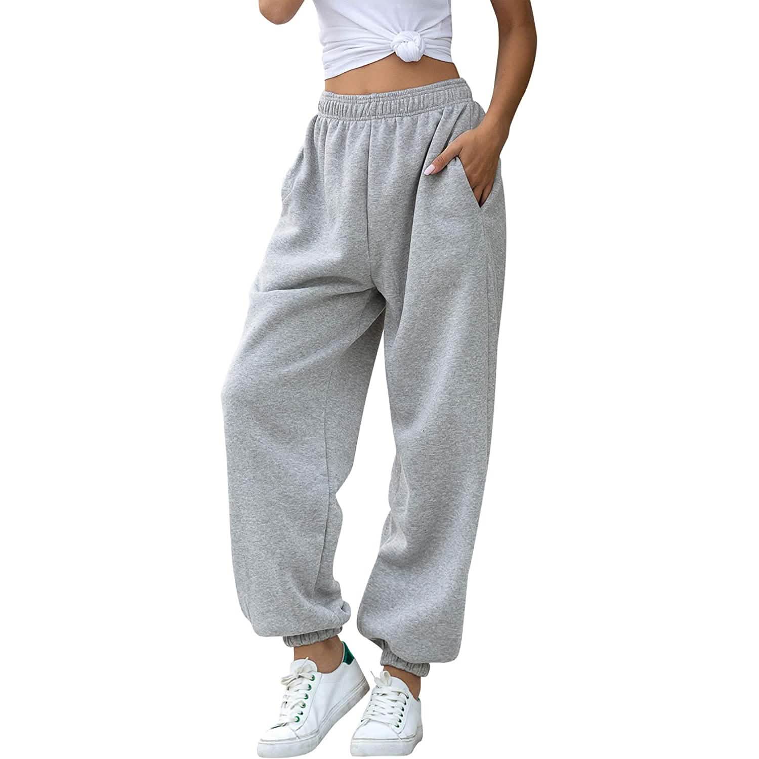 Women's Cinch Bottom Sweatpants Pockets High Waist Sporty DailySale