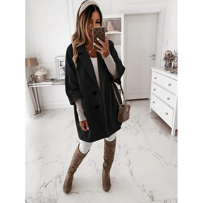 Women's Coat Shacket Jacket Long Sleeve Solid Color Oversized DailySale