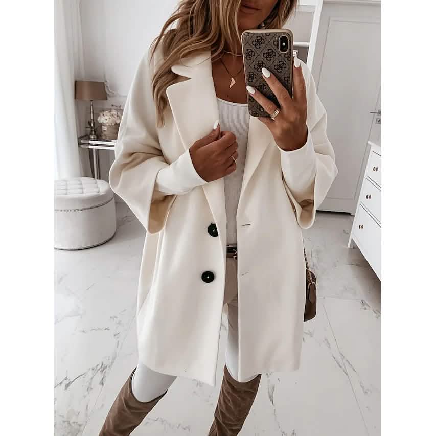 Women's Coat Shacket Jacket Long Sleeve Solid Color Oversized DailySale
