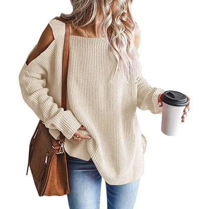Women's Cold Shoulder Batwing Chunky Knitted Tunic Tops DailySale