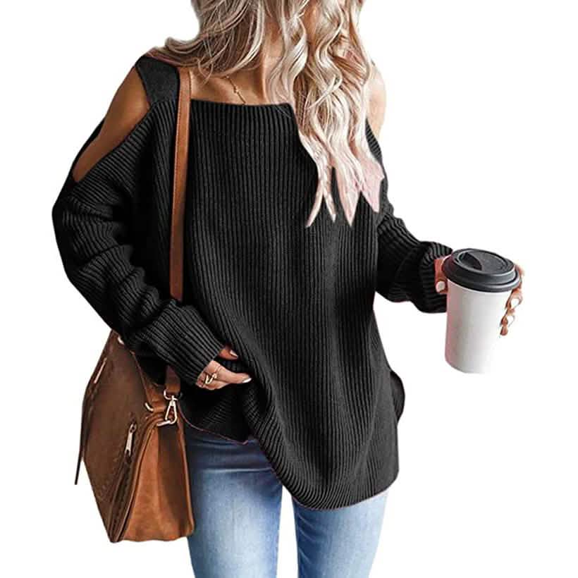 Women's Cold Shoulder Batwing Chunky Knitted Tunic Tops DailySale
