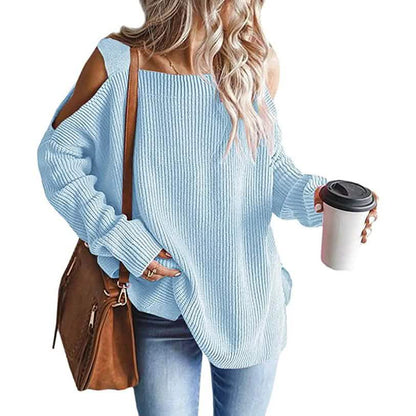 Women's Cold Shoulder Batwing Chunky Knitted Tunic Tops DailySale