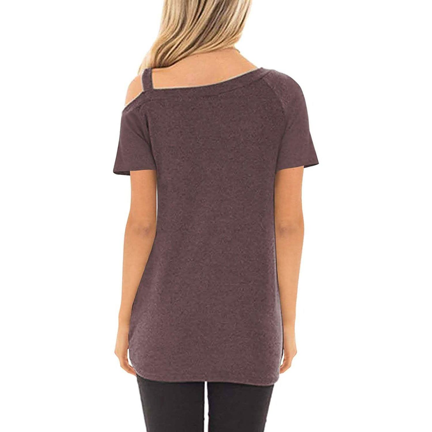 Women's Cold Shoulder Tops Summer Short Sleeve Casual Twist Knot Blouse T-Shirt DailySale