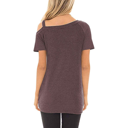 Women's Cold Shoulder Tops Summer Short Sleeve Casual Twist Knot Blouse T-Shirt DailySale