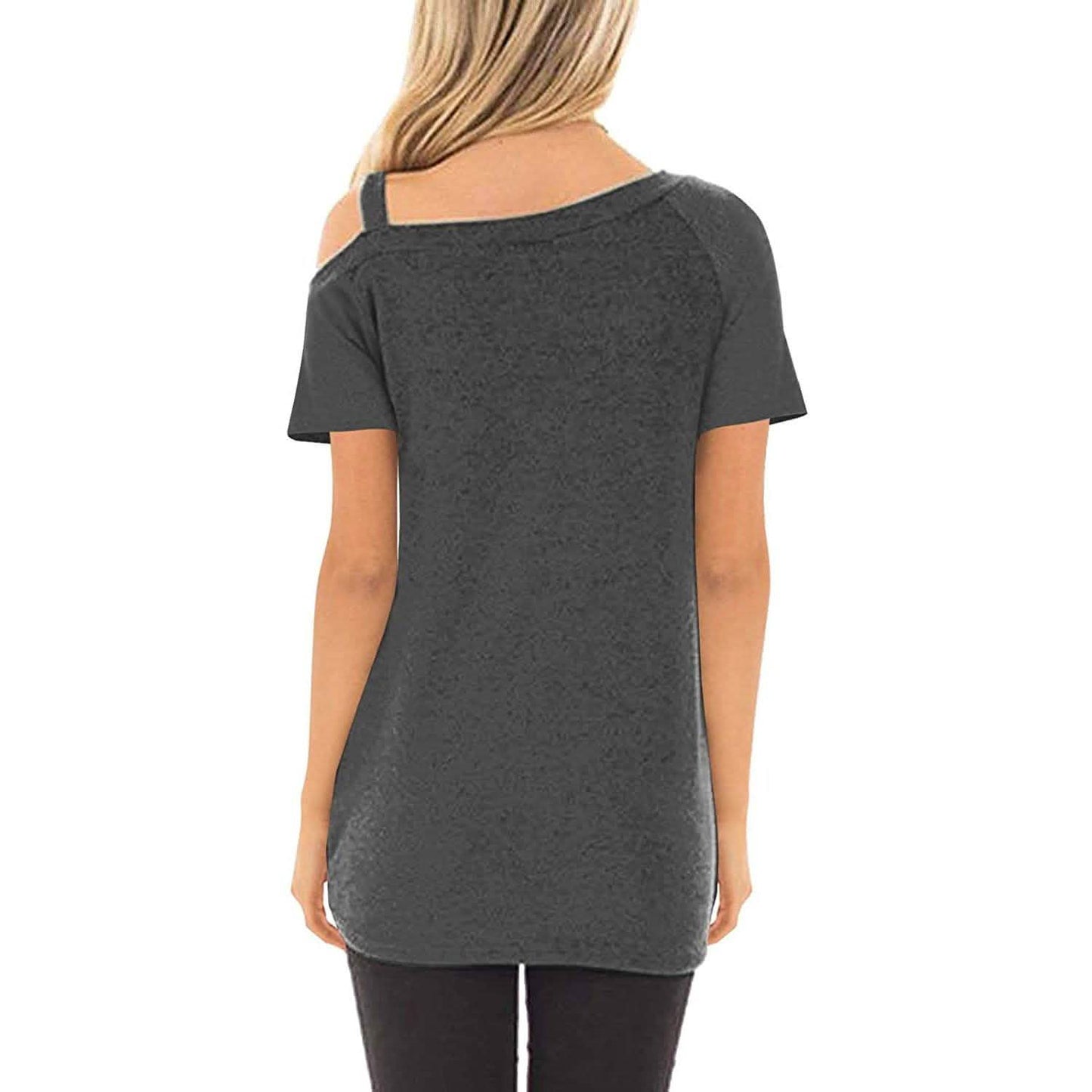 Women's Cold Shoulder Tops Summer Short Sleeve Casual Twist Knot Blouse T-Shirt DailySale