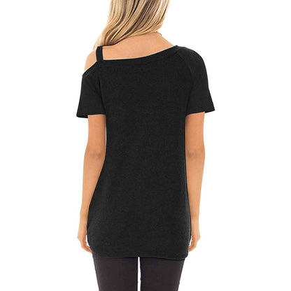 Women's Cold Shoulder Tops Summer Short Sleeve Casual Twist Knot Blouse T-Shirt DailySale