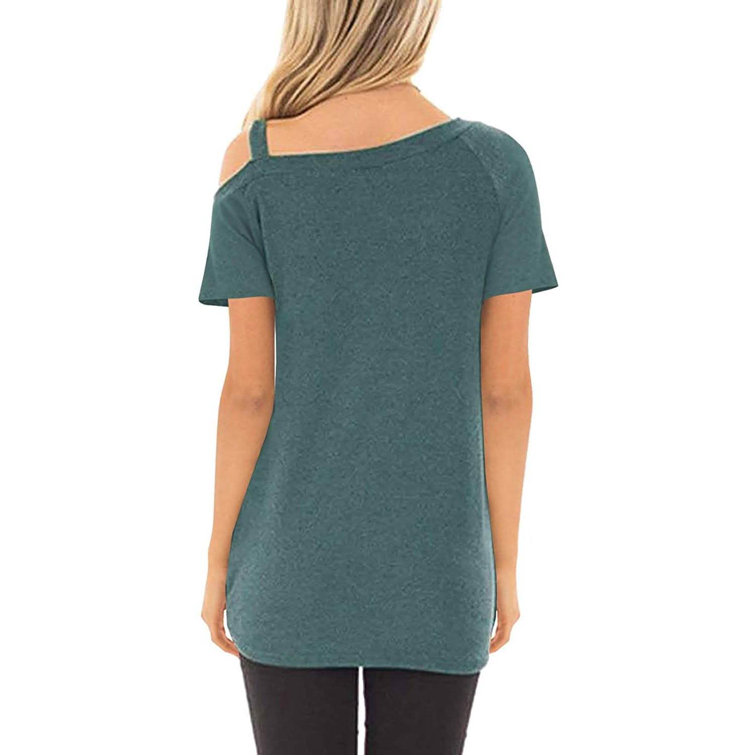 Women's Cold Shoulder Tops Summer Short Sleeve Casual Twist Knot Blouse T-Shirt DailySale