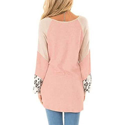 Womens Color Block Pullover Leopard Print Sweatshirt DailySale