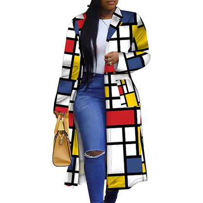 Women's Colored Geo Turn Down Collar Trench Coat DailySale