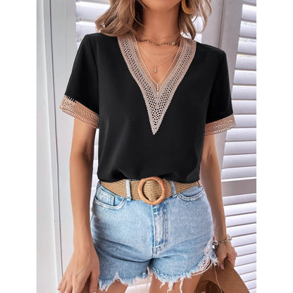 Women's Contrast Guipure Lace Blouse DailySale