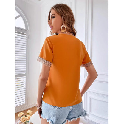 Women's Contrast Guipure Lace Blouse DailySale