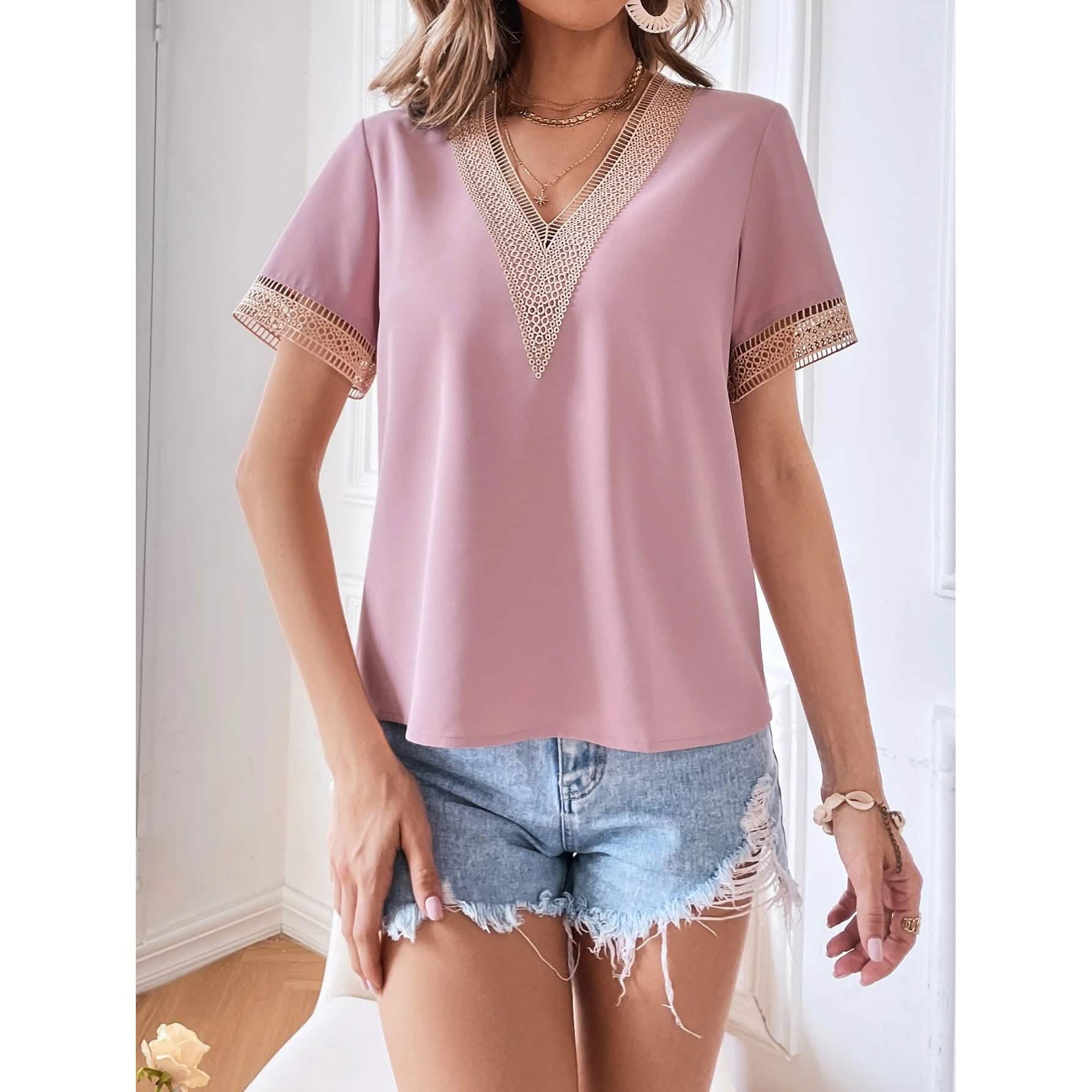 Women's Contrast Guipure Lace Blouse DailySale