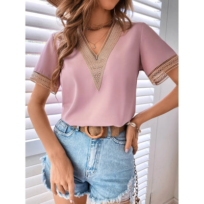 Women's Contrast Guipure Lace Blouse DailySale