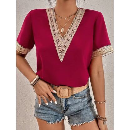 Women's Contrast Guipure Lace Blouse DailySale