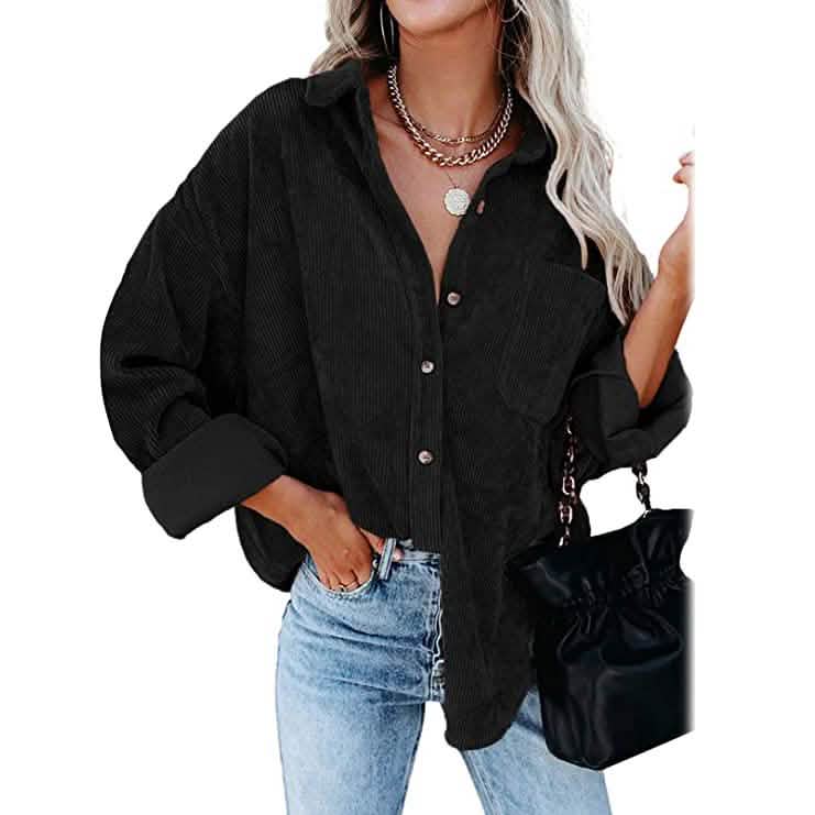 Women's Corduroy Shirts Casual Long Sleeve Top DailySale