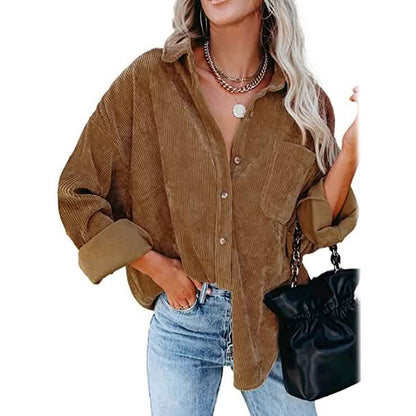 Women's Corduroy Shirts Casual Long Sleeve Top DailySale