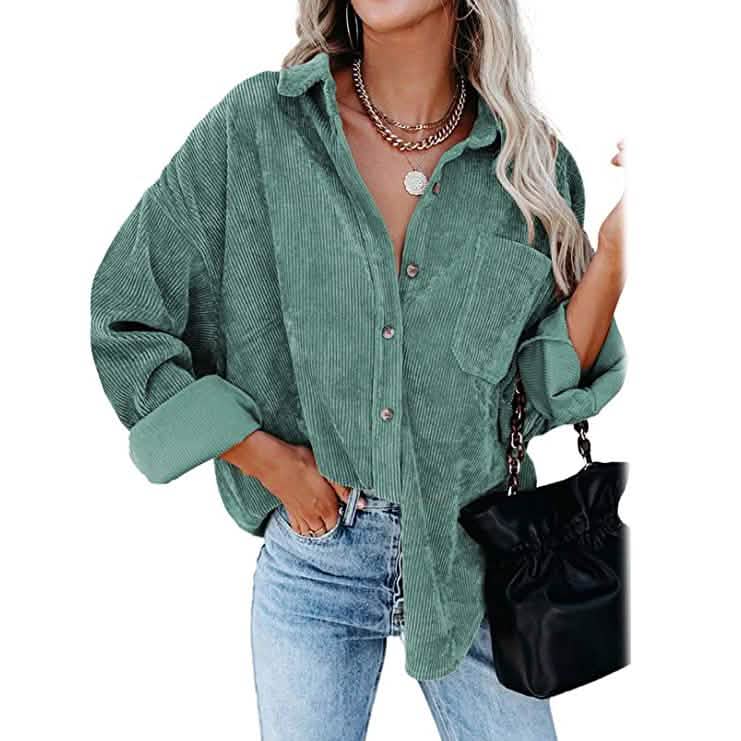 Women's Corduroy Shirts Casual Long Sleeve Top DailySale
